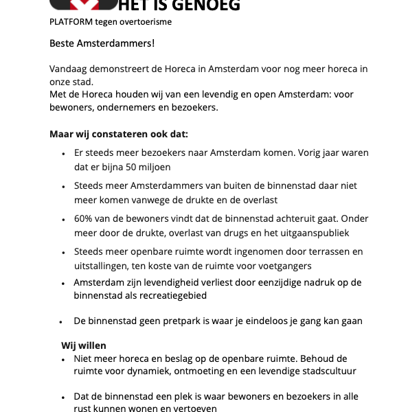 Niet meer horeca